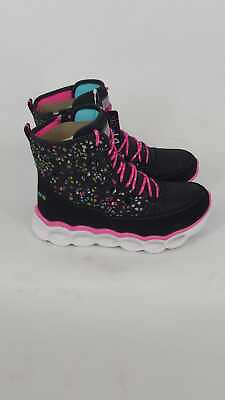 #ad SKECTHERS GIRL S LIGHTS LUMI LUXE SPLASH DASH LIGHTUP BLACK PINK BOOTS Size 2.5 $49.95