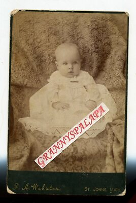 #ad Cabinet Photo St John Michigan Baby Propped long gown Webster Studio $8.96