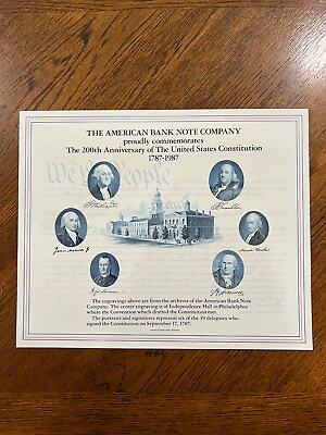 #ad US Semi Official Souvenir Card SO54 200th Anniversary Constitution $10.00