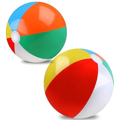 #ad 2 Pack Beach Balls 20 Inch Beach Balls for Kids Rainbow Color Pool Toys Poo... $14.66