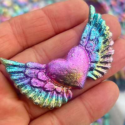 #ad 2 #x27;#x27; Natural Bismuth Quartz Hand Carved Love wing Crystal Healing Reiki 1pc $12.96