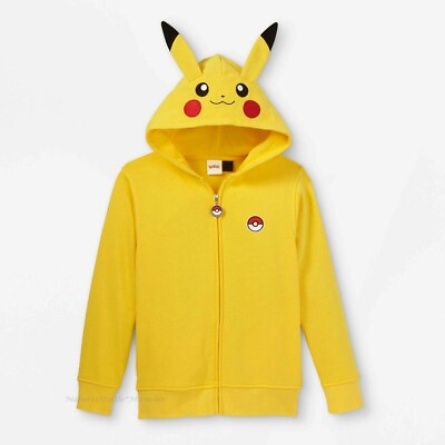 #ad Pokemon Boys Hoodie Jacket Size 4 16 Zip Girl Kids Pikachu Costume Halloween NWT $30.85