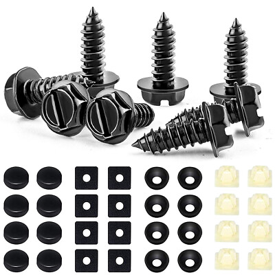 #ad 8 Sets Premium Stainless Steel License Plate Screws Kit Rust Proof For Car Truck $6.99