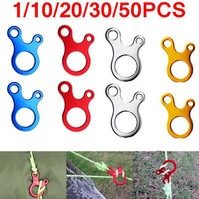 #ad 1 50Pc Camping Tent Cord Rope Fastener Guy Line Runner Carbine Hook Alloy Hanger $4.99