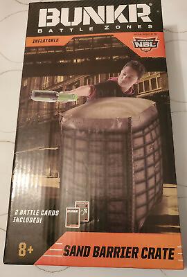 #ad BUNKR Battle Zones Inflatable Sand Barrier Crate 2 Battle Cards 22*25*28 NBL $8.00