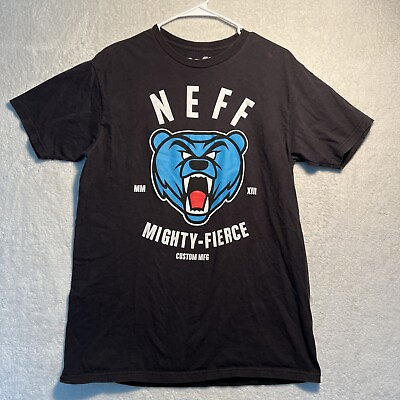 #ad Neff Brand Mens T shirt Black Mighty Fierce Bear Size Large $5.68