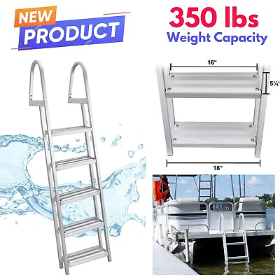 #ad 5 Wide Steps Boarding Boat Ladder Pool Marine Deck Pontoon Lake Dock Lightweight $271.27