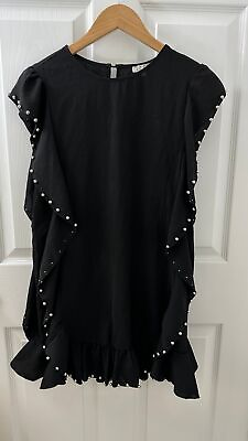 #ad Women’s Boutique Dress With Ruffles and Silver Bead Details Black $17.00