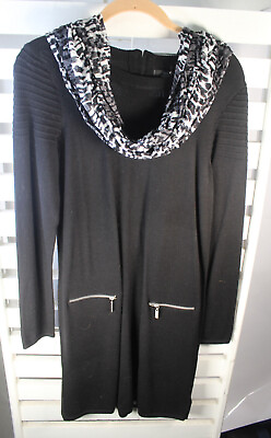 #ad Tahari Womens Small 100% Extrafine Merino Wool Sweater Dress Long Sleeve Scarf $49.49