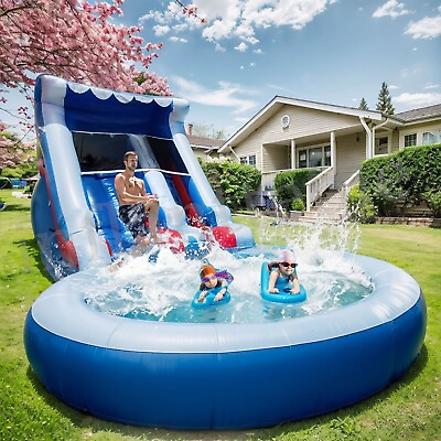 #ad Commercial 24ft Inflatable PVC Bounce House Water Slide 13ft Pool for Kids Party $1478.96