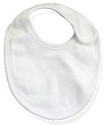 #ad Baby Jay 100% Cotton White Infant Feeding Drool Chin Bib Boy Girl 333517 $7.95