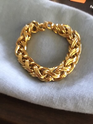 #ad MONET Classic goldtone braided solid rope Vintage bracelet Fabulous $90.00