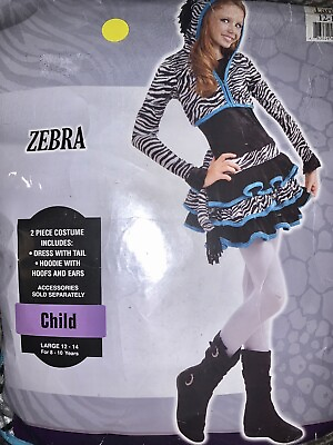 #ad Zebra Halloween Costume Child Large Size 12 14 For Ages 8 10 $28.04