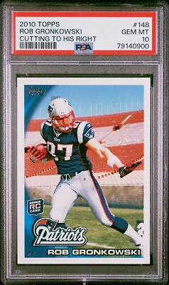 #ad 2010 TOPPS ROB GRONKOWSKI 148 CUTTING TO HIS RIGHT ROOKIE PSA 10 GM MT PATRIOTS $94.85
