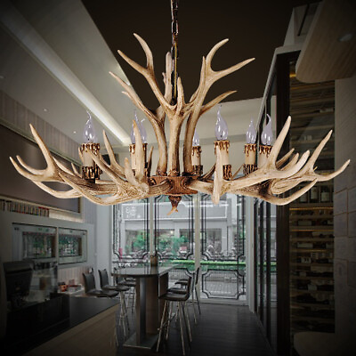 #ad Farmhouse Style Resin Chandelier Antler Shape Dining Room Hanging Ceiling Light $349.00