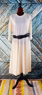 VTG 1970s Cream White Simple Classic Versatile Western Southwest Dress 12 M L XL $39.99