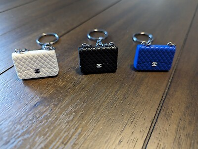 #ad 3 Mini Handbag Keychain Bag Charm Black Blue And White $30.00