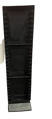 #ad Vintage Laserline VHS Tape Tower Black Rack Cabinet Storage Case Holds 25 $59.95