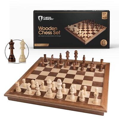 #ad Wooden Chess Set 17 inch Large Chess Board Sets for Adults and Kids with Ex... $65.11