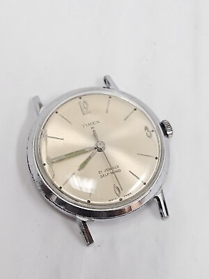 #ad Timex 21 JEWEL MEN#x27;S watch vintage 6817 7464 SELF WIND waterproof band 1960#x27;s $39.99