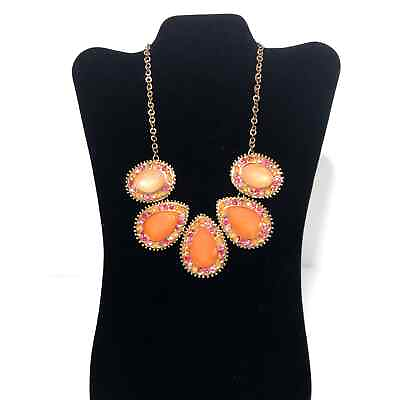 #ad Women’s Large Acrylic Gemstone Pendant Bib Statement Necklace Pink Gold Purple $14.00
