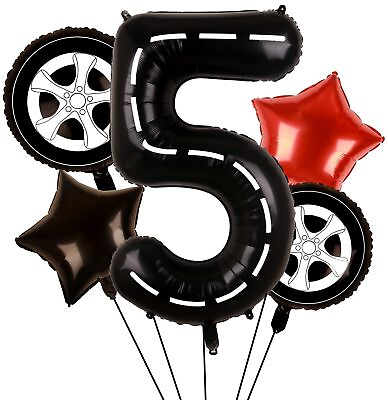 #ad Race Car Balloons Wheel Tire Balloons 5th Birthday Party Decorations for Boy ... $10.66