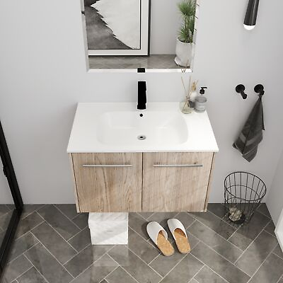 #ad 30quot; Wall Mounted Bathroom Vanity sinkOne piece bathroom vanity with two doors $326.82