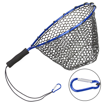 #ad 1X Fishing Landing Net Rubber Landing Net Handle Catch Release Net Lightweight $27.89