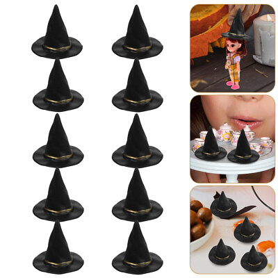 #ad 10 Pcs Mini Hats for Crafts Small Witch Miniature Halloween Cap Party Boiler $6.85