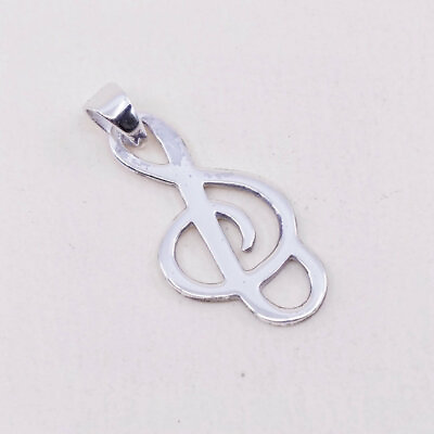 #ad Vintage sterling silver handmade pendant 925 music note melody charm $16.20