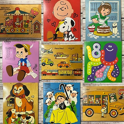 #ad Vintage Playskool Fisher Price Wooden Puzzles *YOU PICK* Disney Sesame Street $4.20