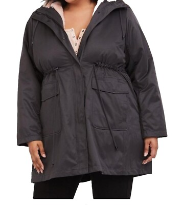 #ad Torrid Parka Winter Coat Grey Pink Fur Hood 3N1 Winter Boho Woman Plus Sz 2X EUC $55.99