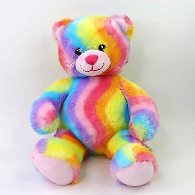 #ad Build A Bear Rainbow Bear Plush Stuffed Animal Black White Soft Snuggle Toy 18quot; $19.89