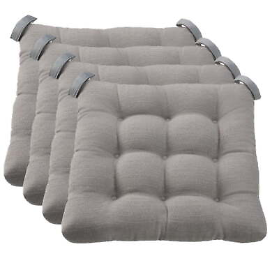 #ad Textured Chair Seat Pad Chair Cushion Gray Color 4 Piece Set15.5quot; L x 16quot; W $19.38