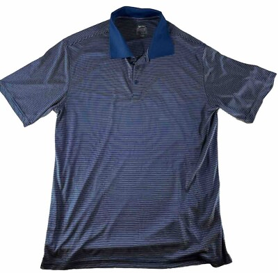 #ad Slazenger Shirt Mens XL Blue Short Sleeve Collared Polo Golf Tennis EUC $10.00