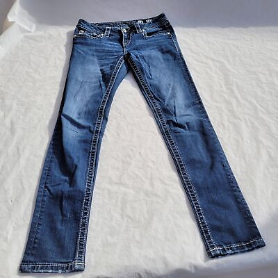 #ad Miss Me Mid Rise Skinny Jeans Womens Blue Size 27 Hot Style Distress $50.99