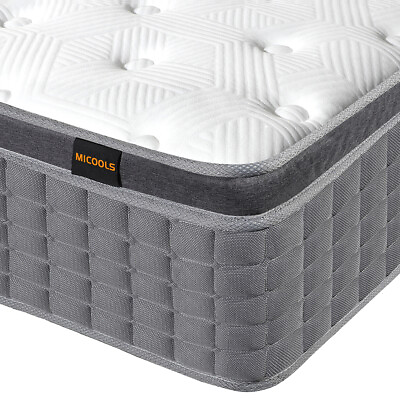 #ad 12quot; 14quot; Twin Full Queen King Size Mattress Hybrid Foam Pocket Coils Bed In a Box $259.88