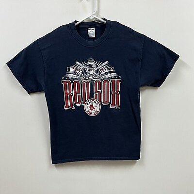 #ad #ad Vintage Red Sox T Shirt Mens Large Blue Short Sleeve 2004 Champions Y2K MLB $12.88