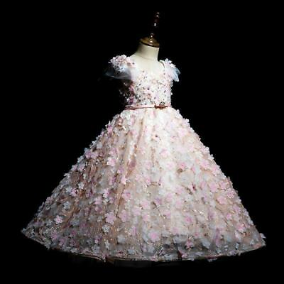 #ad Girls Flower Puffy Dress Wedding Dresses Kids Weddings Bridesmaid Robe with Belt $118.40