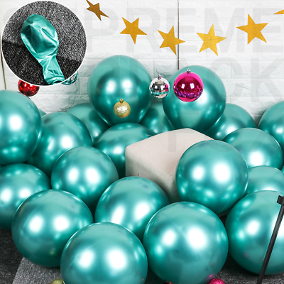 #ad 50 Green Metallic Balloons Chrome Shiny Latex 12quot; Thicken For Wedding Party Baby $5.99