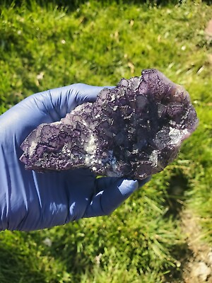 #ad 300g Purple QR code Fluorite Crystal Cube Rare Mineral Specimen guizhou $53.00