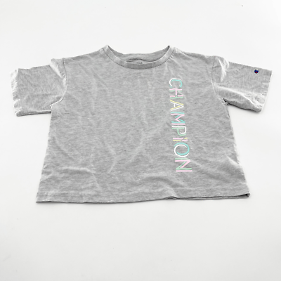 #ad Champion Multicolor Logo T Shirt Kids Size S Gray Shorts Sleeve Crew Neck $4.50