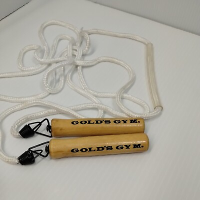#ad Gold’s Gym Nylon Jump Rope Wooden Handles Adult Length 9’ Fitness Gear Workout $8.00
