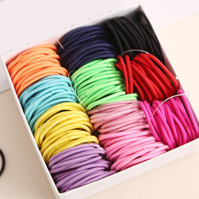 #ad 100Pc 3CM Kids Ponytail Hair Holder Thin Elastic Rubber Band Colorful Hair Ties^ $6.64