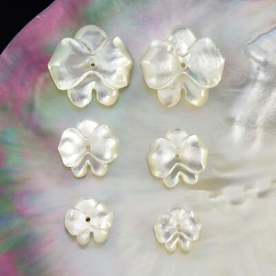 #ad Set of 6 Carved Orchid Flowers White Mother of Pearl Shell Jewelry Design 7.16 g $39.00