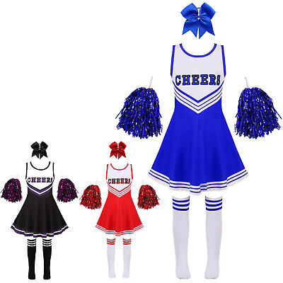 #ad Kids Girls Uniform With Hand Flowers Cheerleading Golf Dance Dress Fancy Set $19.77