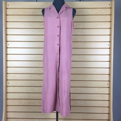 #ad Finity Shirt Dress 8 Pink Silk Blend Midi $14.25