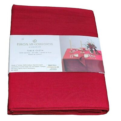#ad 60x84in Oblong Red Cotton Tablecloth European Collection by Thyme And Sage $64.80