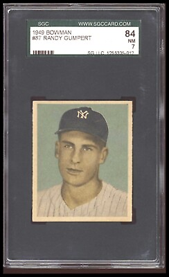 #ad 1949 Bowman Randy Gumpert SGC 7 Rookie RC #87 Baseball Card $52.25