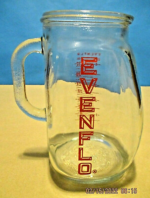 Vintage EVENFLO 4 Cup 32 Oz 1 Quart MEASURING PITCHER RED LETTERING Clear Glass $17.50